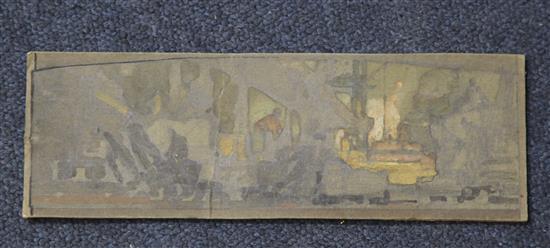 Frank Brangwyn (1867-1956) Studies for a colliery mural, 3 x 9in., unframed